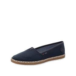 Rieker Damen Flats M2278, Frauen Espadrilles,Slipper,Slip-ons,Schlupfschuhe,schluepfschuhe,geflochten,Bast-Optik,Halbschuhe,blau (14),37 EU / 4 UK von Rieker