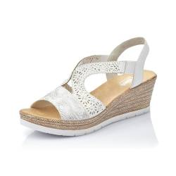 Rieker Damen Keilsandalen 61916, Frauen Sandalen,Keilsandaletten,Keilabsatz,Wedge-Heel,Sommerschuhe,Freizeitschuhe,Weiss (80),40 EU / 6.5 UK von Rieker