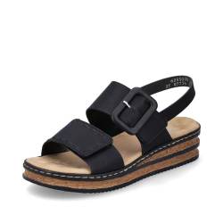 Rieker Damen Keilsandalen 62950, Frauen Sandalen,Keilsandaletten,Keilabsatz,Wedge-Heel,bequem,flach,Sommerschuhe,schwarz (00),36 EU / 3.5 UK von Rieker