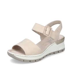 Rieker Damen Keilsandalen 66466, Frauen Sandalen,wedge-heel,sommerschuhe,freizeitschuhe,offene schuhe,strandschuhe,hoch,beige (60),42 EU / 8 UK von Rieker