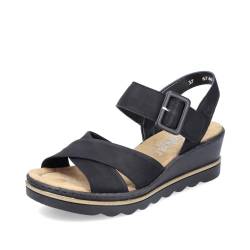 Rieker Damen Keilsandalen 67463, Frauen Sandalen,sommerschuhe,freizeitschuhe,offene schuhe,strandschuhe,keilsandaletten,schwarz (00),38 EU / 5 UK von Rieker