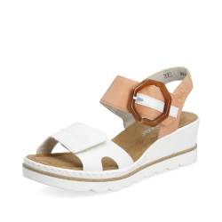 Rieker Damen Keilsandalen 67476, Frauen Sandalen,Freizeitschuhe,Strandschuhe,Keilsandaletten,Keilabsatz,Wedge-Heel,Weiss Kombi (38),37 EU / 4 UK von Rieker