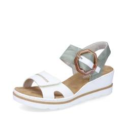 Rieker Damen Keilsandalen 67476, Frauen Sandalen,Freizeitschuhe,offene Schuhe,Strandschuhe,Keilsandaletten,Keilabsatz,grün Kombi (81),40 EU / 6.5 UK von Rieker