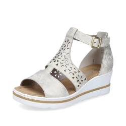 Rieker Damen Keilsandalen 67481, Frauen Sandalen,keilsandaletten,keilabsatz,wedge-heel,hoch,sommerschuhe,freizeitschuhe,beige (60),36 EU / 3.5 UK von Rieker