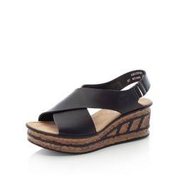 Rieker Damen Keilsandalen 68189, Frauen Sandalen,Keilabsatz,Wedge-Heel,hoch,Sommerschuhe,Freizeitschuhe,offene Schuhe,schwarz (00),39 EU / 6 UK von Rieker