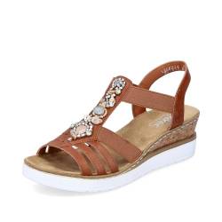 Rieker Damen Keilsandalen V3869, Frauen Sandalen,keilabsatz,wedge-heel,sommerschuhe,freizeitschuhe,offene schuhe,braun (24),39 EU / 6 UK von Rieker