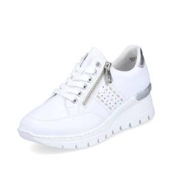 Rieker Damen Low-Top Sneaker N8321, Frauen Halbschuhe,lose Einlage,Keilabsatz,Wedge Heel,straßenschuhe,Strassenschuhe,Weiss (80),40 EU / 6.5 UK von Rieker