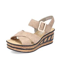 Rieker Damen Plateausandalen 68163, Frauen Sandalen,strandschuhe,plateausandaletten,dicke,sohle,bequem,sommerschuhe,offene,beige (62),37 EU / 4 UK von Rieker