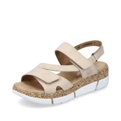 Rieker Damen Plateausandalen V2366, Frauen Sandalen,plateausandaletten,bequem,sommerschuhe,freizeitschuhe,offene schuhe,beige (60),39 EU / 6 UK von Rieker