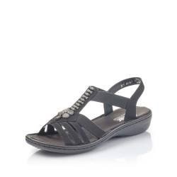 Rieker Damen Riemchensandalen 60806, Frauen Sandalen,Sommerschuhe,Freizeitschuhe,offene Schuhe,Strandschuhe,Sandaletten,schwarz (00),38 EU / 5 UK von Rieker