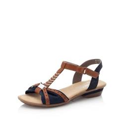 Rieker Damen Riemchensandalen 63499, Frauen Sandalen,offene Schuhe,Strandschuhe,Sandaletten,Sommersandalen,Absatz,blau Kombi (14),37 EU / 4 UK von Rieker