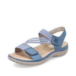 Rieker Damen Riemchensandalen 64870, Frauen Sandalen,Sommerschuhe,Freizeitschuhe,offene Schuhe,Strandschuhe,Sandaletten,flach,blau (14),36 EU / 3.5 UK von Rieker