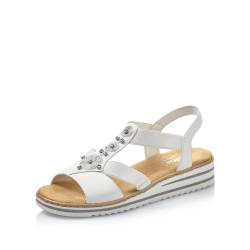 Rieker Damen Riemchensandalen V0687, Frauen Sandalen,Sommersandalen,bequem,flach,Sommerschuhe,Freizeitschuhe,offene Schuhe,Weiss (80),39 EU / 6 UK von Rieker