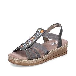 Rieker Damen Sandaletten V1209, Frauen Sandalen,sommersandalen,bequem,sommerschuhe,freizeitschuhe,offene,schuhe,strandschuhe,grau (45),39 EU / 6 UK von Rieker