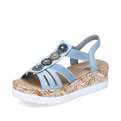 Rieker Damen Sandaletten V39G9, Frauen Sandalen,sommersandalen,bequem,sommerschuhe,freizeitschuhe,offene,schuhe,strandschuhe,blau (10),39 EU / 6 UK von Rieker