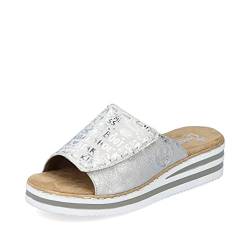 Rieker Damen Slipper V0290, Frauen Slip On,einschlupf,Slipper,Mokassins,Halbschuhe,Slides,Schlupfschuhe,schluepfschuhe,Silber/Platin (90),38 EU / 5 UK von Rieker