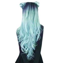 Rifuli echthaar perücke Arbeiten Sie synthetische lange gewellte Steigungs-färbende natürliche Haar-volle Perücken für Frauen um hitzebeständige Wellenförmige gelockt Lang Perücke (Blau) von Rifuli