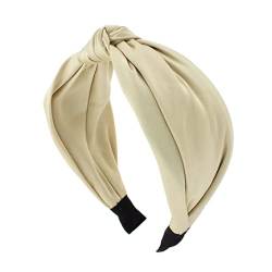 Righe e Pois - Breiter Satin-Haarreif mit zahnlosem Knoten in der Mitte - Haarband für Damen - 8 cm breit - mit Satin überzogen - eleganter Haarreif (beige) von Righe e Pois