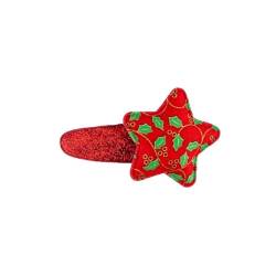 Righe e Pois - Click Clac Glitzer-Haarspange für Mädchen, mit Weihnachtsstern, 5 cm, 1 Stück (rot) von Righe e Pois