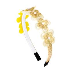 Righe e Pois - Haarreif für Mädchen mit Glitzerblumen und Perlen - 1 cm - 1 Stück (Gold) von Righe e Pois