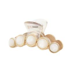 Righe e Pois - Haarspange für Damen - Haarspange mit Perlen - 8 cm - Elegante Damen-Haarspangen aus transparentem Kunststoff mit farbigen Perlen - 1 Stück (weiß) von Righe e Pois