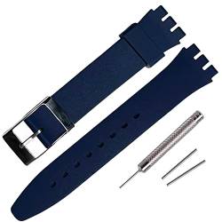 Rihahisy Silikon-Armband/Uhrenarmband aus Silikon mit silberner Edelstahlschließe als Ersatz für Swatch(20mm, Purplish Blue) von Rihahisy