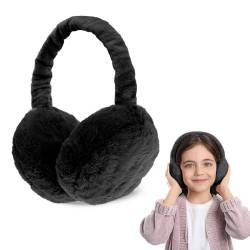 Riisoyu Winter Ohrenwärmer Plüsch, Winter Ohrenschützer Faltbare Mädchen Outdoor Ohrenmuscheln Weiche Kälteschutz Winterzubehör Weihnachten Warme Earmuffs für Damen Herren, Schwarz von Riisoyu