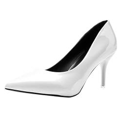 Damen mittlere Ferse Spitze Hof Schuhe Elegante Stilettos mittlere Ferse Hochzeitsschuhe Tanzabsatz Lackleder High Heels von Rimhold