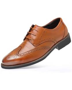 Rimhold Herren Formelle Schuhe Brogues Hochzeitsschuh Lederschnürschuhe Weiche Monk-Schuhe Lässiger Büroschuh Klassische Oxfords Gelb 45EU von Rimhold