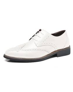 Rimhold Herren Formelle Schuhe Brogues Hochzeitsschuh Lederschnürschuhe Weiche Monk-Schuhe Lässiger Büroschuh Klassische Oxfords Weiß 41EU von Rimhold