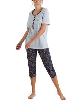 Ringella Damen Pyjama mit Caprihose Silbergrau 40 3211223,Silbergrau, 40 von Ringella