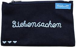 Kosmetiktäschchen/Schminkbeutel/Kulturtasche Dunkelblau Blaue Stickerei Siebensachen 12 x 20 cm 100% Baumwolle Fairtrade Ringelsuse von Ringelsuse