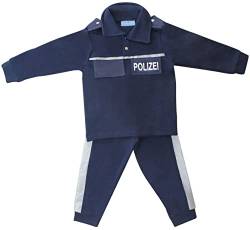Schlafanzug Pyjama zweiteilig für Kinder, Kinderschlafanzug, Polizist, Polizei, Set mit Langarm Shirt und Langer Hose Größe 80 86 Baumwolle, aus Fairtrade Herstellung, blau von Ringelsuse
