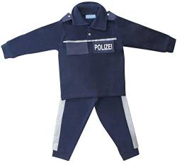 Schlafanzug Pyjama zweiteilig für Kinder, Kinderschlafanzug, Polizist, Polizei, Set mit Langarm Shirt und Langer Hose Größe 92 98 Baumwolle, aus Fairtrade Herstellung, blau von Ringelsuse