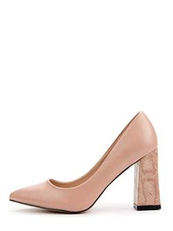 Damen Pumps, Pink, Powder, 7cm Blockabsatz, Kunstleder, HCD D389-9845-2(Pink, Powder, Numeric_40) von Rio Fiore