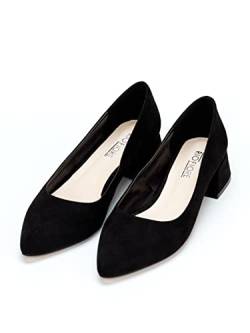 Damen Pumps, Schwarz, 3.5cm Blockabsatz, Schmal, Wildlederimitat, DL982-0716-1(Schwarz, Numeric_36) von Rio Fiore