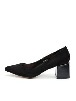 Damen Pumps, Schwarz, 7cm Blockabsatz, Textil, D841-S2483-3( Schwarz, Numeric_36) von Rio Fiore