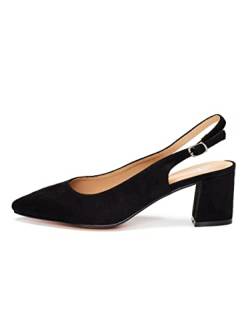 Rio Fiore Damen Pumps, Schwarz, Slingpumps, 6cm Blockabsatz, Komfort-Einlegesohle, Microfiber 565-080-3-1 (Schwarz, 37EU) von Rio Fiore