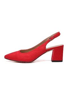 Rio Fiore Damen Pumps, Weinrot, Slingpumps, 6cm Blockabsatz, Komfort-Einlegesohle, Microfiber 565-080-3-1 (Weinrot, 37EU) von Rio Fiore