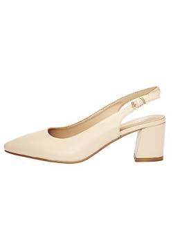 Rio Fiore Pumps, Damen Slingpumps, 6cm Blockabsatz, Slingback, Beige, weiches Kunstleder, Rückengurt, 565-080-3-3 (PU Beige, 38EU) von Rio Fiore