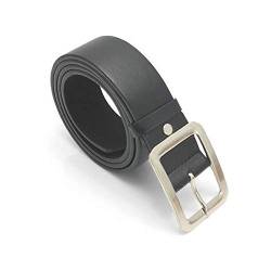 Gürtel Herren Leder,Ledergürtel Herren Einfacher Casual Kunstleder Herrengürtel Hüftgurt mit Gürtelschnalle für Jeans Business Anzug Verstellbarer Belt, 3.7cm Breit 108cm Lange (A, Free) von Riou Accessoires