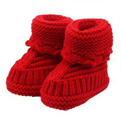 Babyschuhe Mädchen Winter Warme Kleinkind Neugeborenes Baby Strickspitze Häkelschuhe Schnalle Handwerk Gestrickte Schuhe Indoor Krabbelschuhe Winterschuhe Wärmeschuhe Riou von Riou Babyschuhe