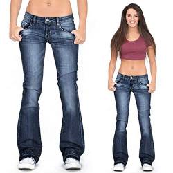 Riou Damen Bootcut Jeans Stretch Slim fit Boyfriend Straight Gerades Bein Lang Jeanshose Freizeithose Schlagjeans von Riou-Hosen