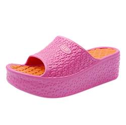 Riou Damen Badelatschen rutschfeste Dusche Badeschuhe mit Absatz Plateau Sommer Strandschuhe Flip Flop (40 EU, Pink) von Riou-Sandals