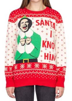 Buddy The Elf Santa I Know Him Pattern Adult Jumper Ugly Christmas Sweater von Ripple Junction