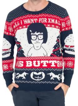 Ripple Junction Bob's Burgers Tina All I Want for Xmas is Butts Christmas Sweater (Adult Large) von Ripple Junction