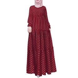 Damen Gebetskleidung Muslimische Kleid Gebetskleidung für Frauen Arabisch Robe Ramadan Muslimische Robe Gebet Abaya Kleid Islamischer Naher Osten Dubai Türkei Arabische Kaftan Kleid (W11-Red, L) von Risaho