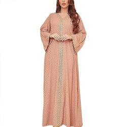 Damen Gebetskleidung Muslimische Kleid Muslim Kleidung Für Frauen Arabisch Robe Ramadan Robe Gebet Abaya Kleid Islamischer Naher Osten Dubai Türkei Arabische Kaftan Kleid Für Ramadan (Y4-Pink, XXL) von Risaho