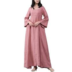 Damen Kleid Muslimisches Gebetskleid für Damen Muslimische Robe Langarm Einfarbig Gebet Abaya Kleid Islamischer Naher Osten Dubai Türkei Arabische Muslim Kaftan Kleid Für Ramadan (W5-Pink, L) von Risaho