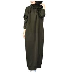 Damen Kleid Muslimisches Robe für Damen Maxikleid Damen Langarm Muslimische Robe Gebet Abaya Kleid Islamischer Naher Osten Dubai Türkei Arabische Muslim Kaftan Kleid Für Ramadan (C1-Green, XL) von Risaho